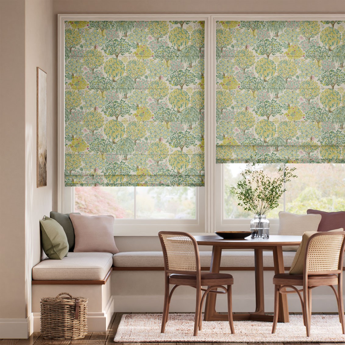 Tatton Candy Olive Roman Blind