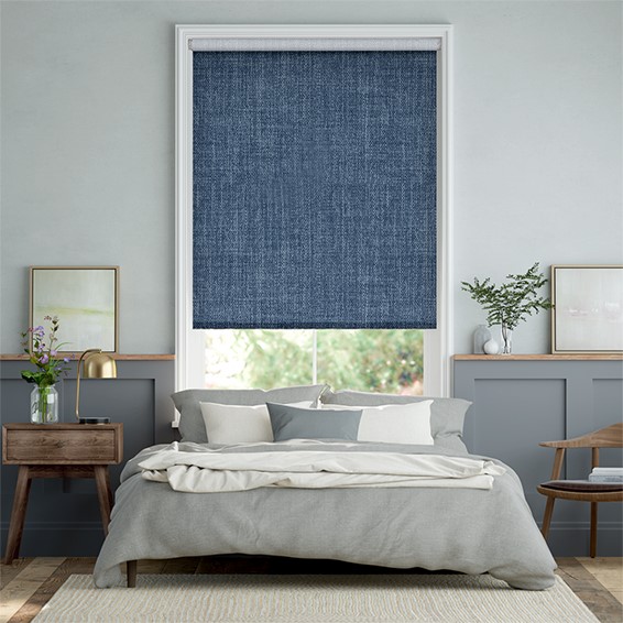 Thermal Luxe Dimout Whale Blue Roller Blind