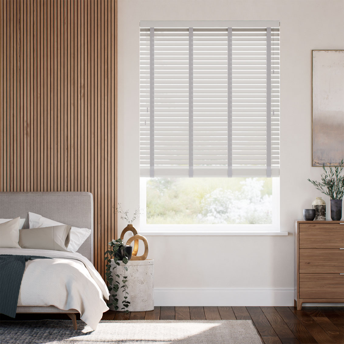 Electric Thunder Grey & Stone Wooden Blind - 50mm Slat