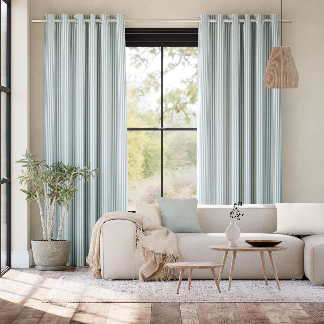 Tiger Stripe Blue Eggshell Curtains