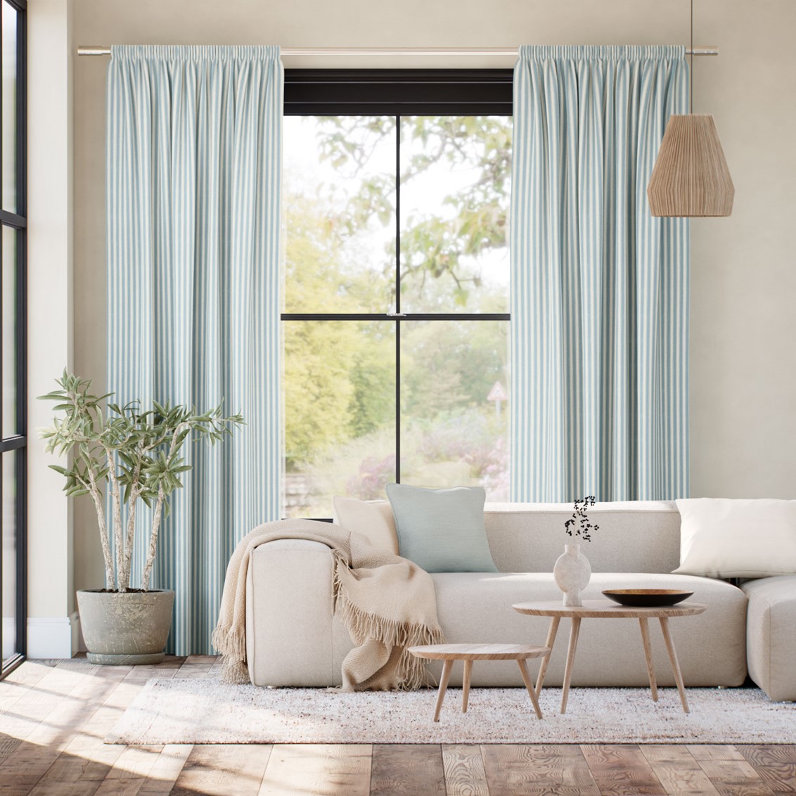 Tiger Stripe Blue Eggshell Curtains