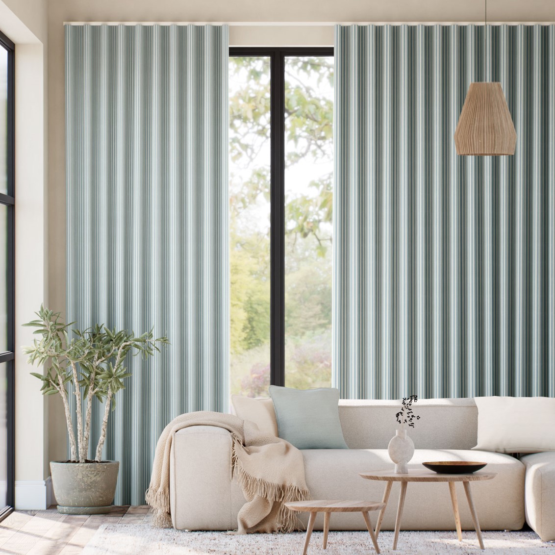 Tiger Stripe Blue Eggshell Curtains