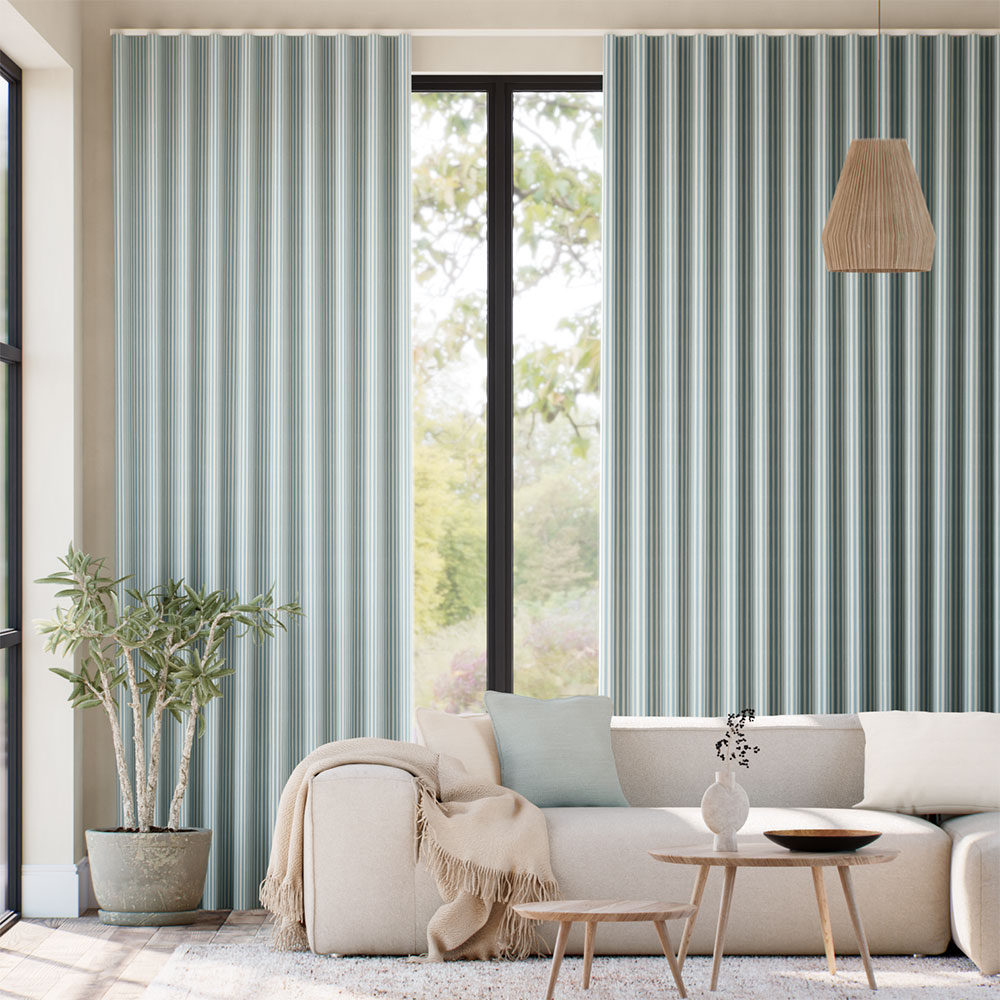 Tiger Stripe Blue Eggshell Curtains thumbnail image