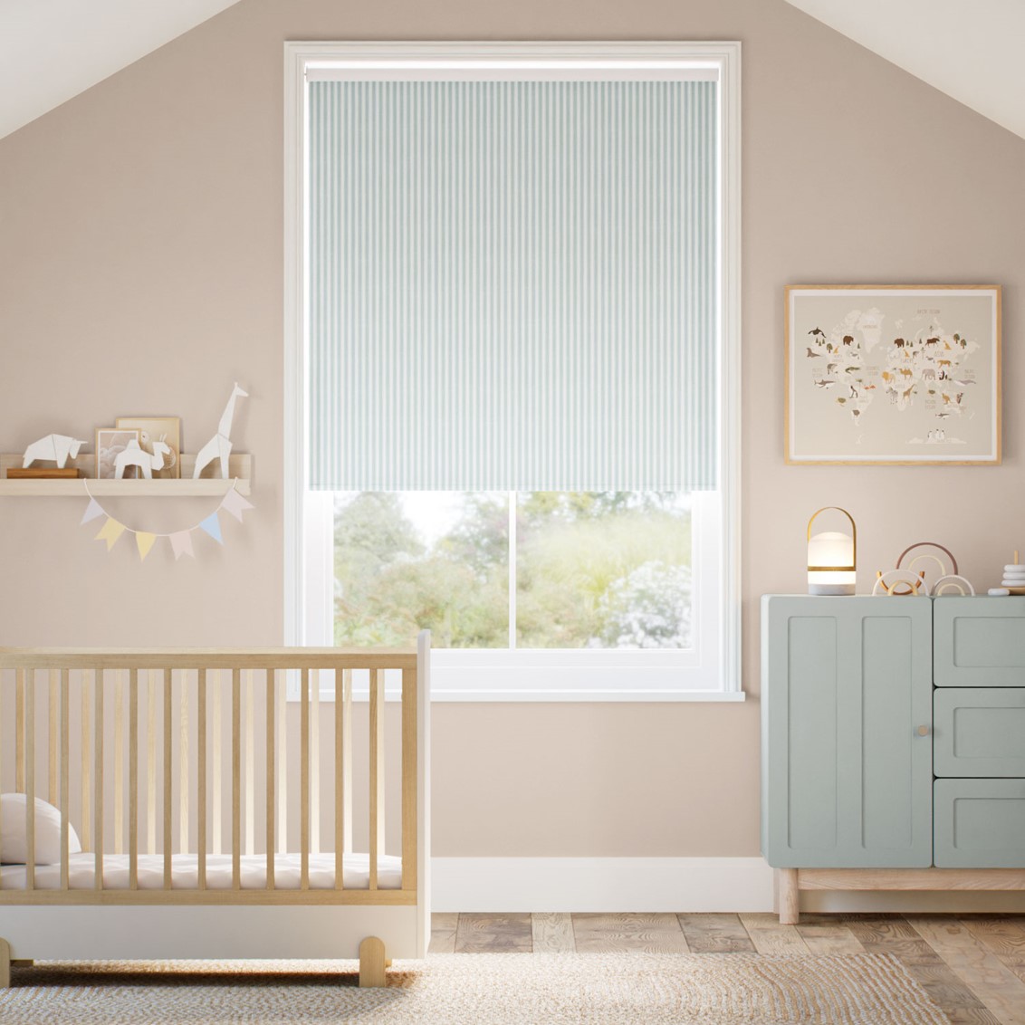 Tiger Stripe Blue Eggshell Roller Blind