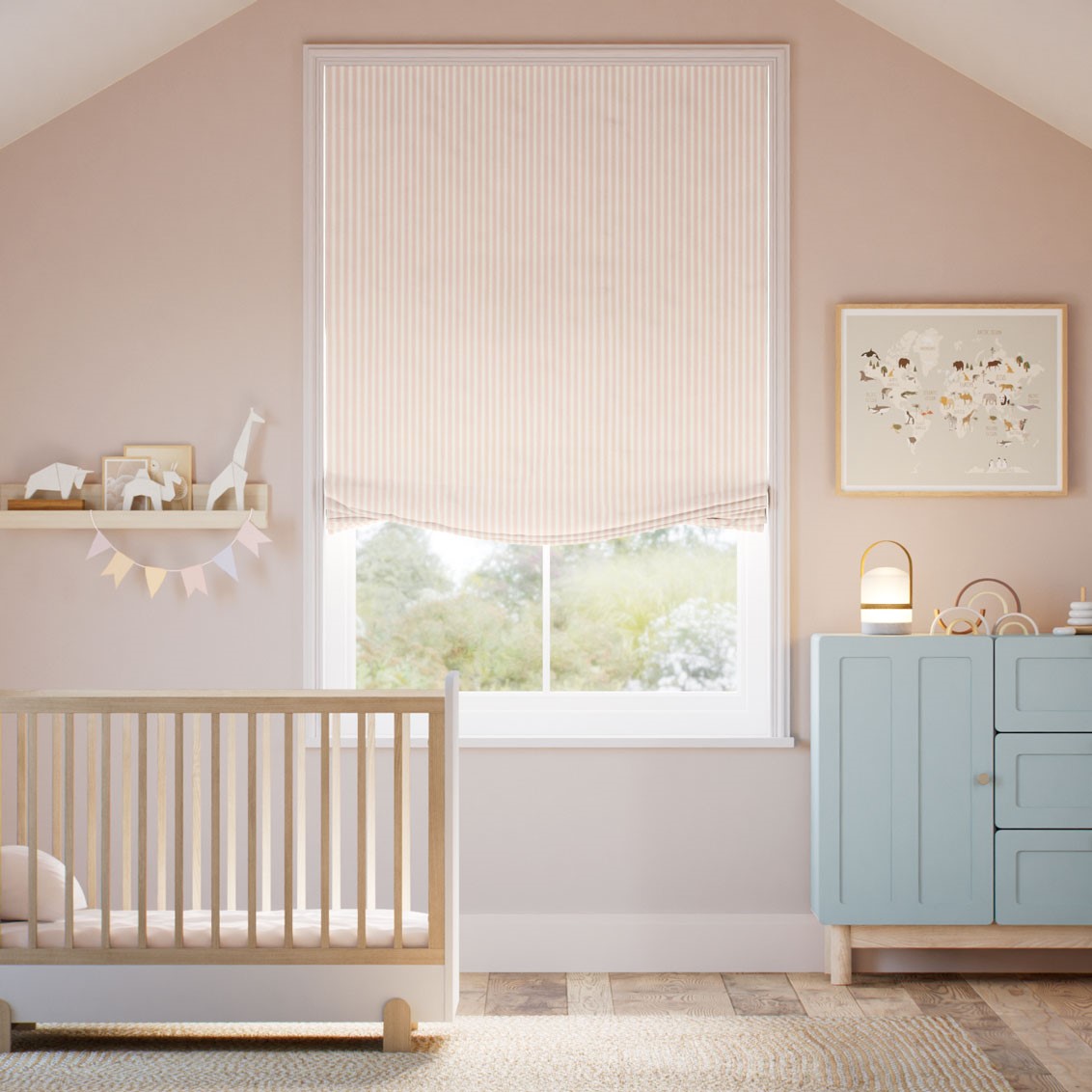 Tiger Stripe Blush Relaxed Roman Blind