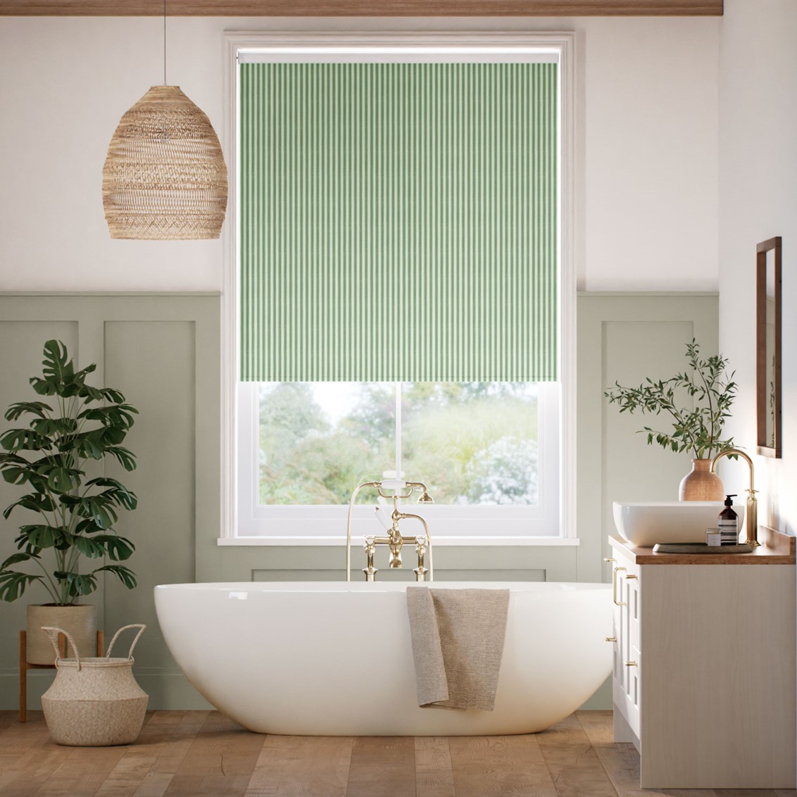 Tiger Stripe Cool Green Roller Blind