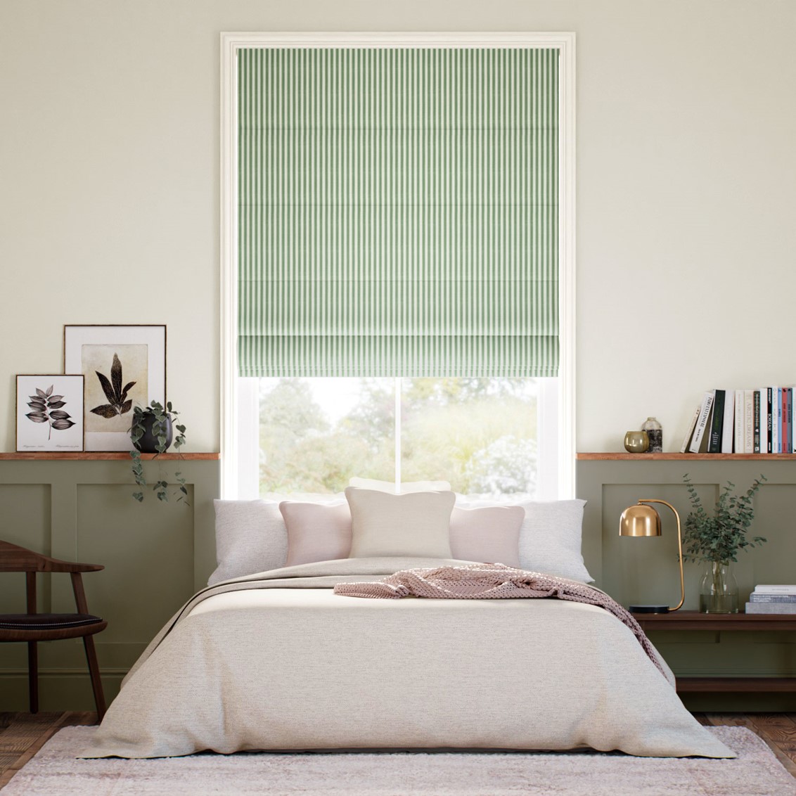 Tiger Stripe Cool Green Roman Blind