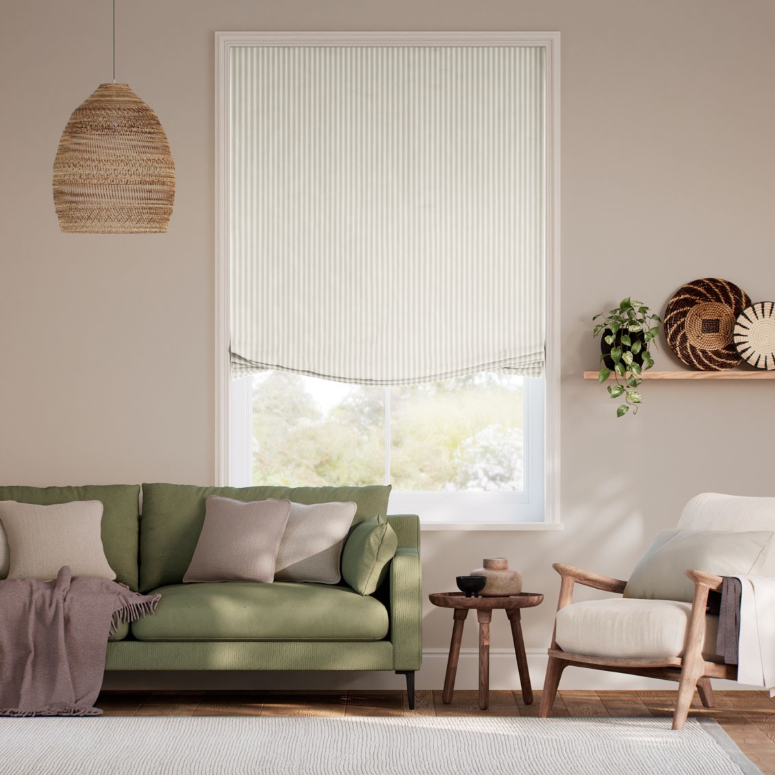 Tiger Stripe Dove Grey Relaxed Roman Blind