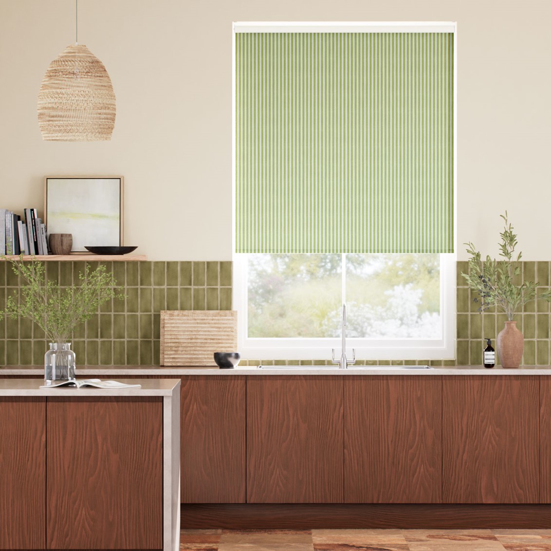 Tiger Stripe Yellow Green Roller Blind