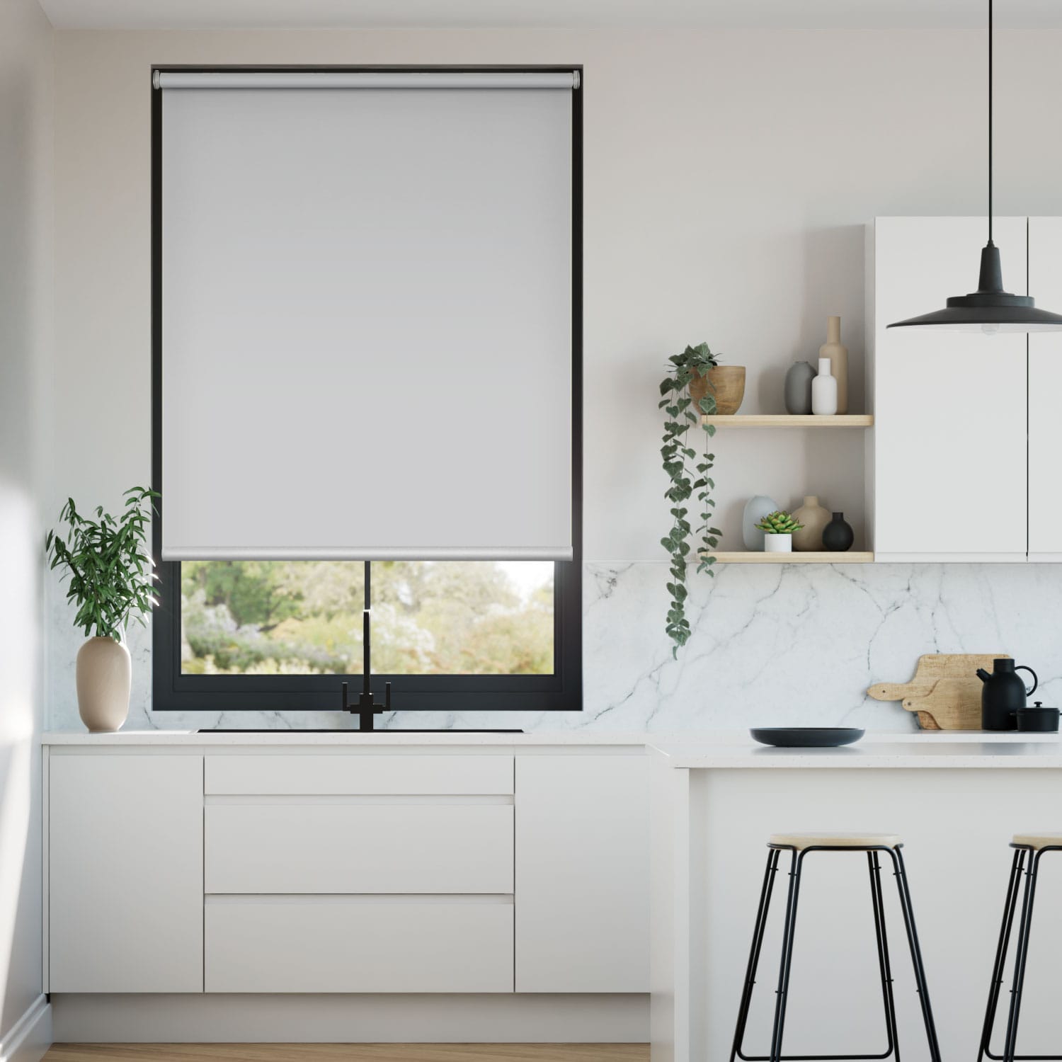 Electric Titan Blackout Simply Grey Roller Blind