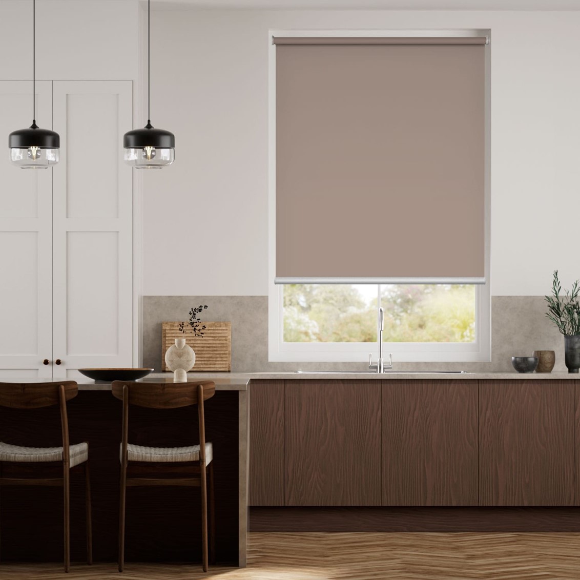 Electric Titan Blackout Warm Stone Roller Blind