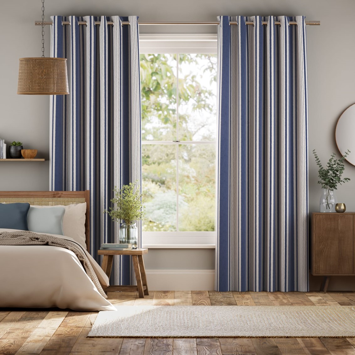 Tiverton Stripe Midnight Curtains