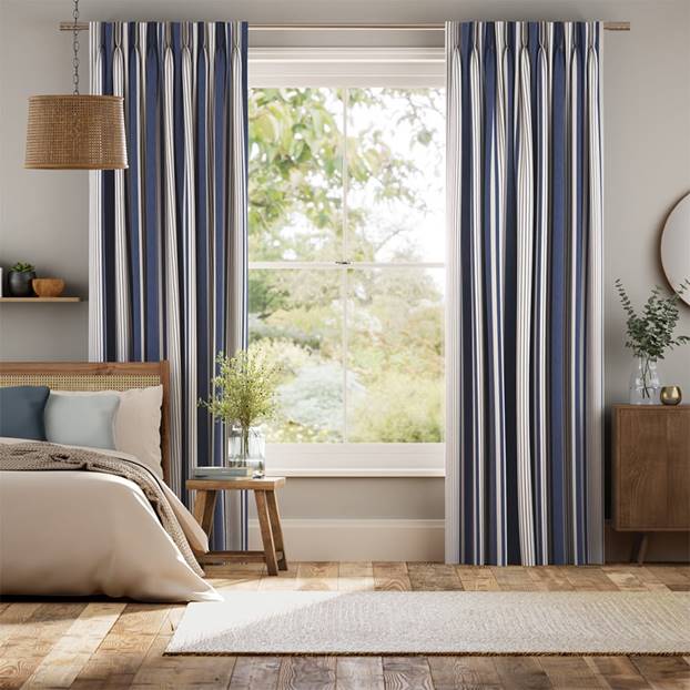 Tiverton Stripe Midnight Curtains thumbnail image