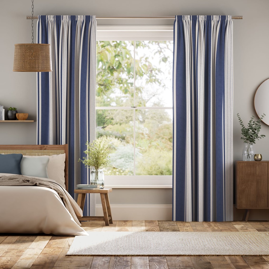 Tiverton Stripe Midnight Curtains