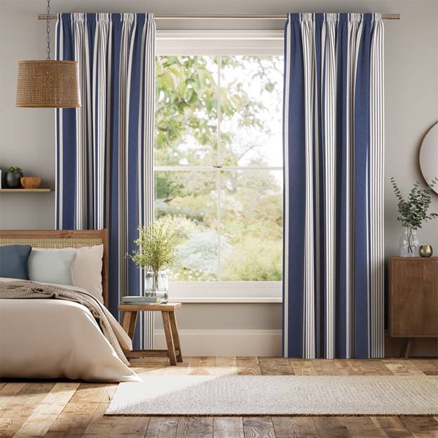 Tiverton Stripe Midnight Curtains thumbnail image