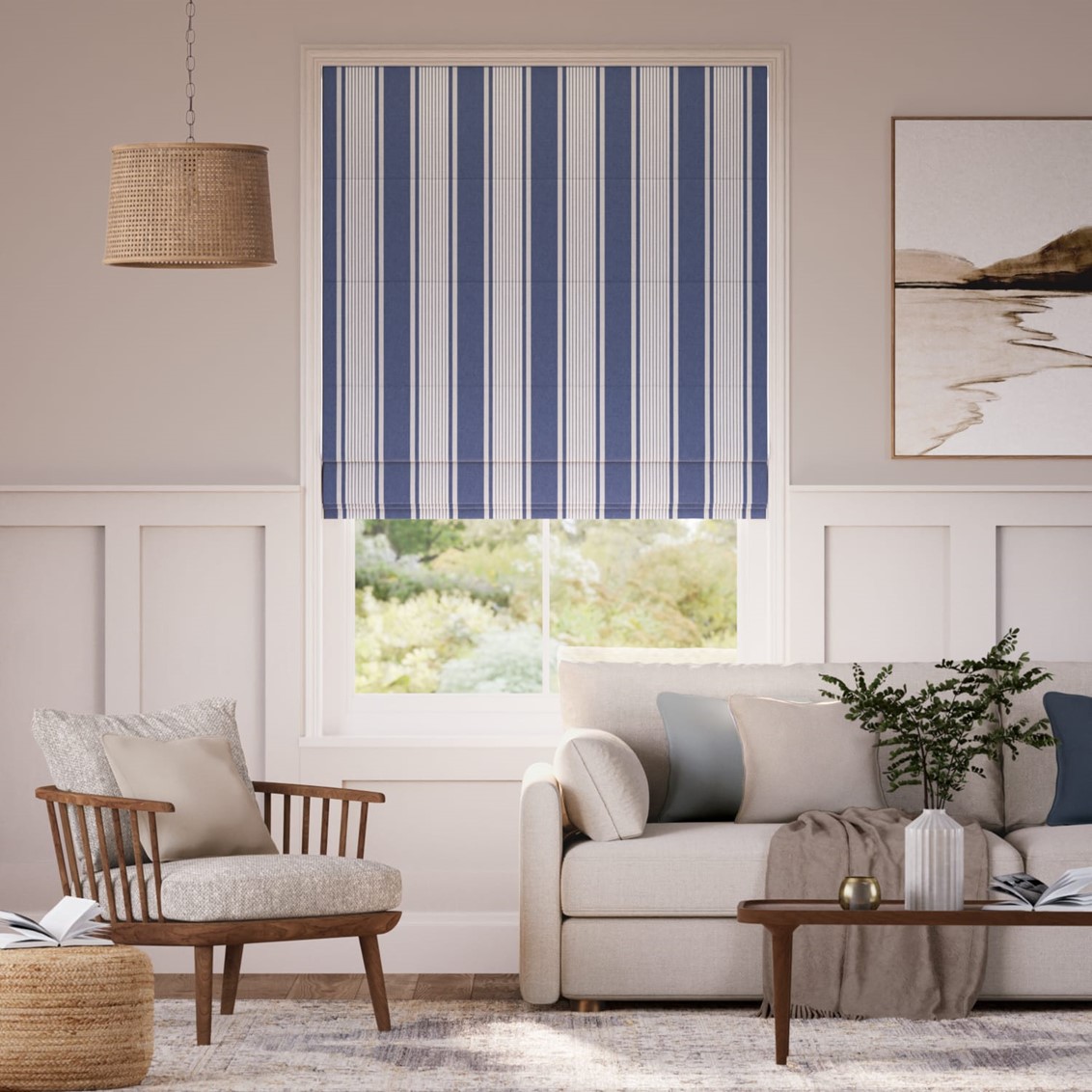 Tiverton Stripe Midnight Roman Blind