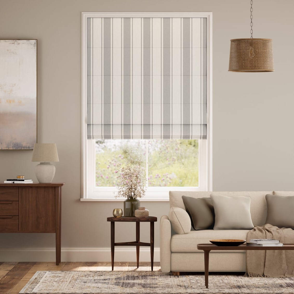 Tiverton Stripe Steel Roman Blind