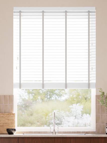 Brightest White & Chevron Stucco Wooden Blind thumbnail image