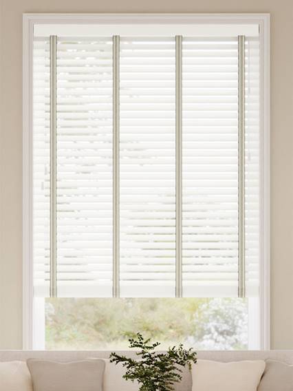 Vintage White & Woven Domino Wooden Blind thumbnail image