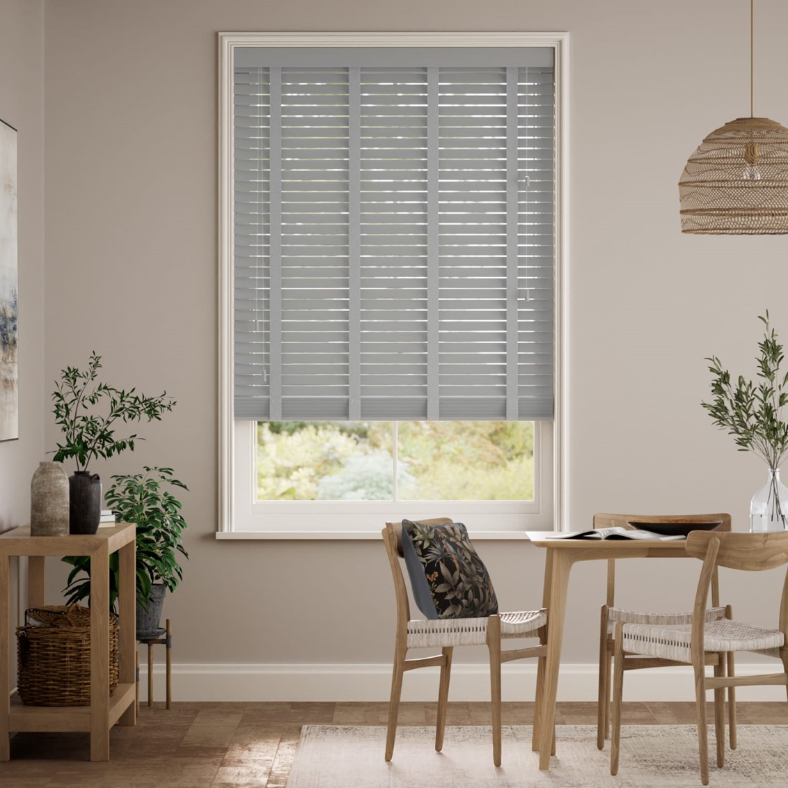 Morel & Light Grey Wooden Blind- 50mm Slat