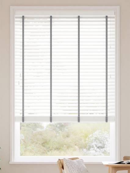 Pristine White & Chevron Charcoal Wooden Blind thumbnail image