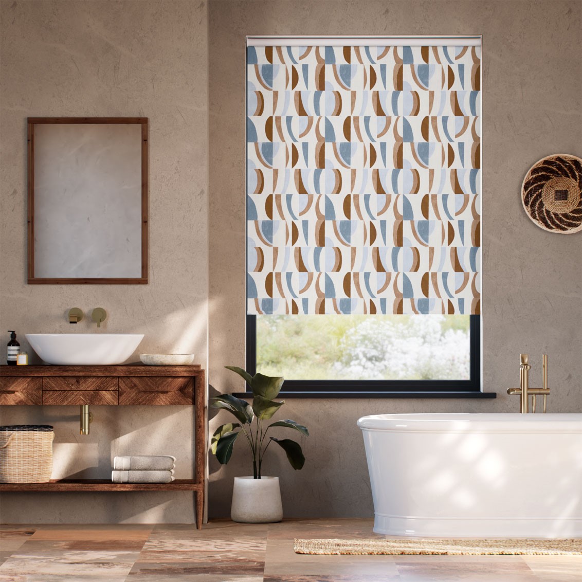 Torillo Terracotta & Pacific Roller Blind