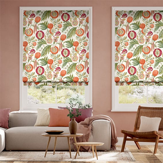 Tropical Fruit Berry Ivory Roman Blind
