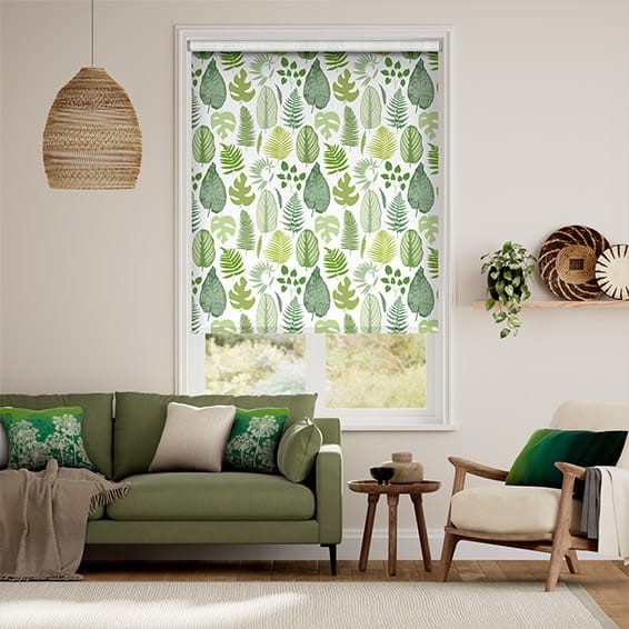 Tropical Leaves Moss Roller Blind