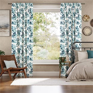 Tropical Leaves Teal Curtains thumbnail image