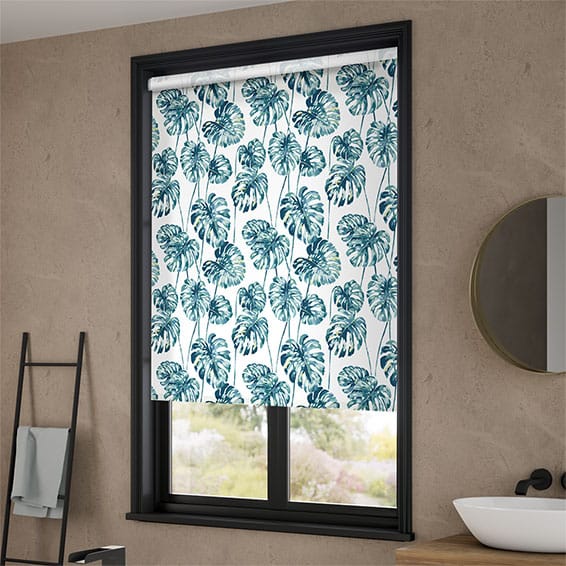 Tropical Leaves Teal Roller Blind