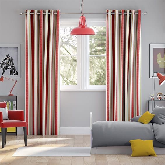 Truro Stripe Candy Red Curtains