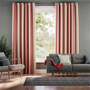 Truro Stripe Candy Red Curtains thumbnail image