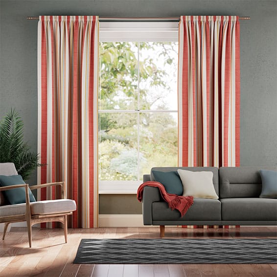 Truro Stripe Candy Red Curtains
