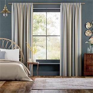 Truro Stripe Coastal Blue Curtains thumbnail image