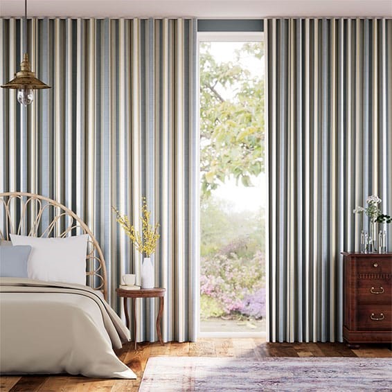 Truro Stripe Coastal Blue Curtains