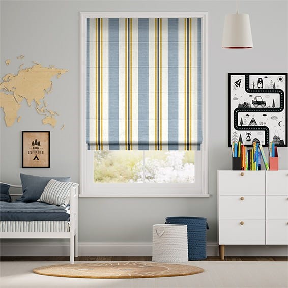 Truro Stripe Coastal Blue Roman Blind