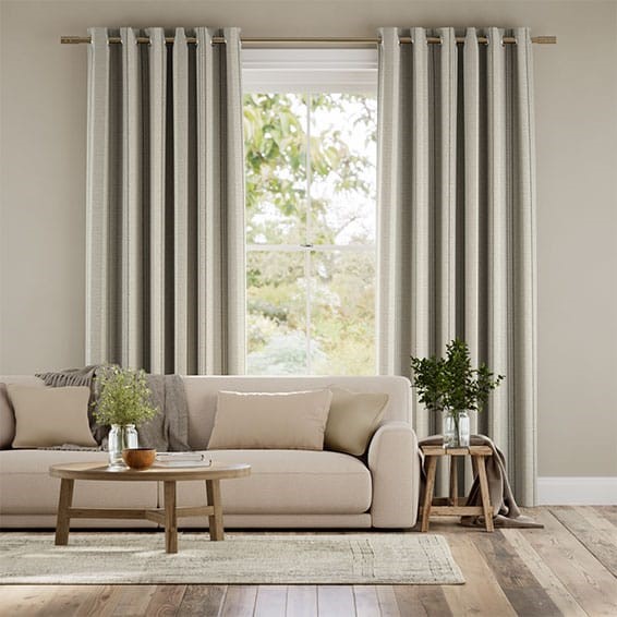 Truro Stripe Linen Sandstone Curtains