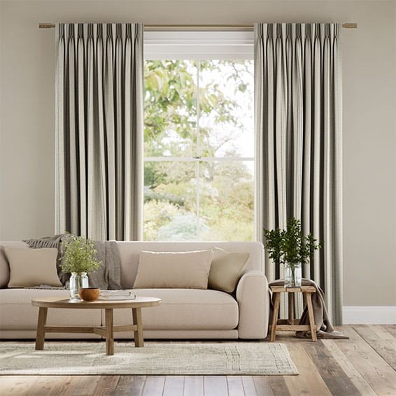 Truro Stripe Linen Sandstone Curtains