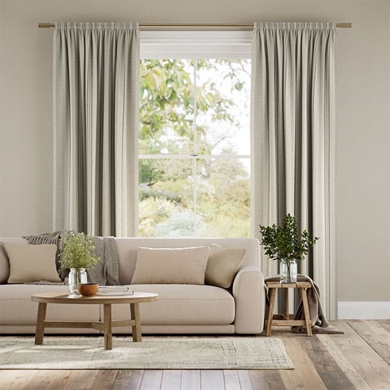 Truro Stripe Linen Sandstone Curtains