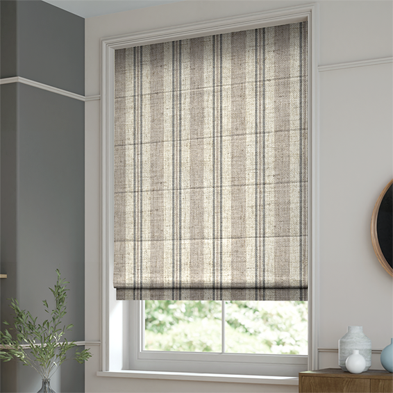 Truro Stripe Linen Sandstone Roman Blind