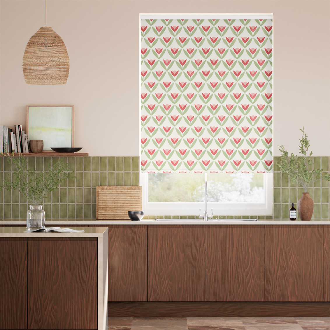 Tulip Trellis Blush Roller Blind