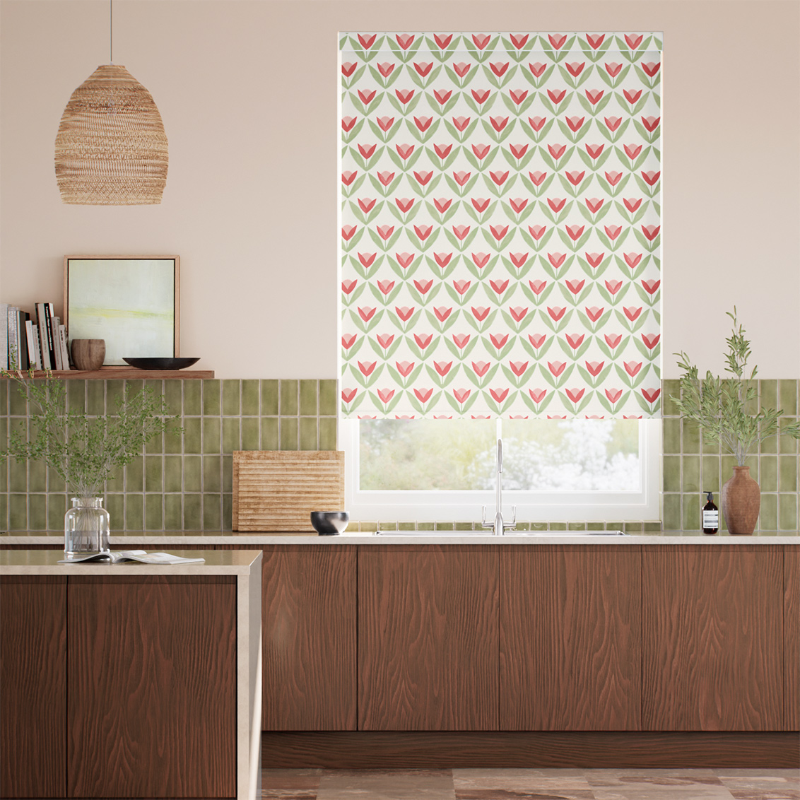Tulip Trellis Blush Roller Blind