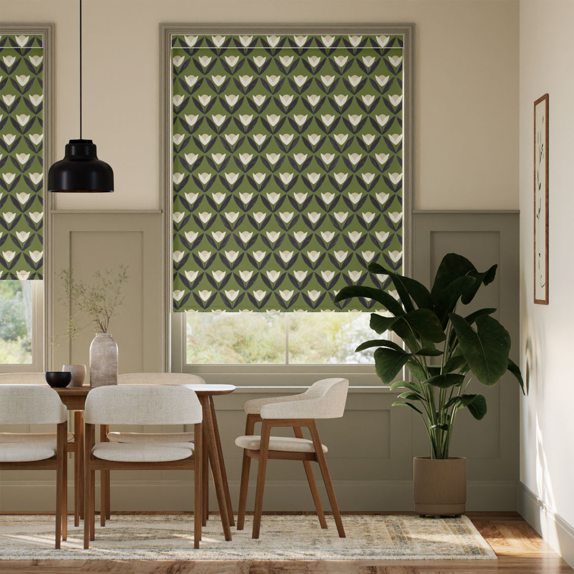 Tulip Trellis Olive Roller Blind