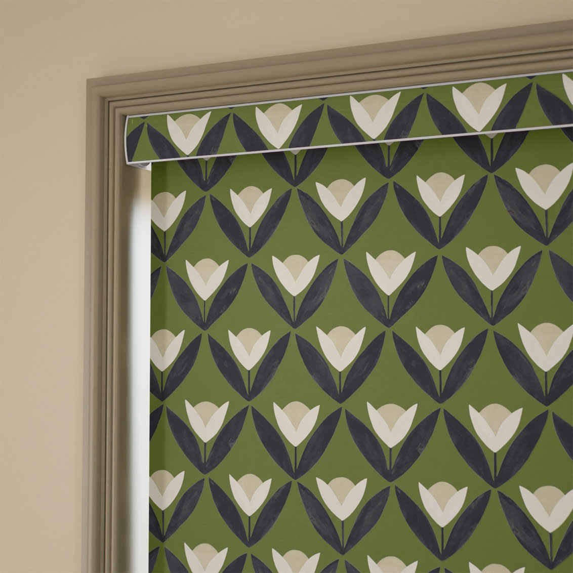 Tulip Trellis Olive Roller Blind