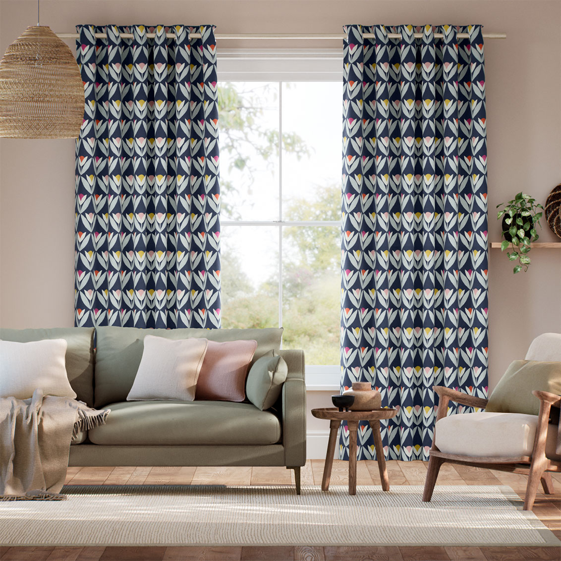 Tulip Trellis Twilight Curtains