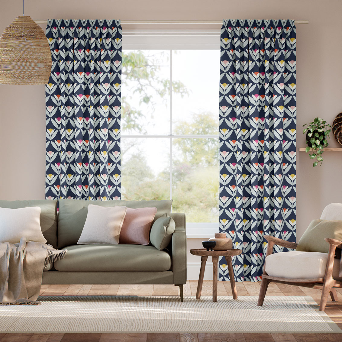 Tulip Trellis Twilight Curtains