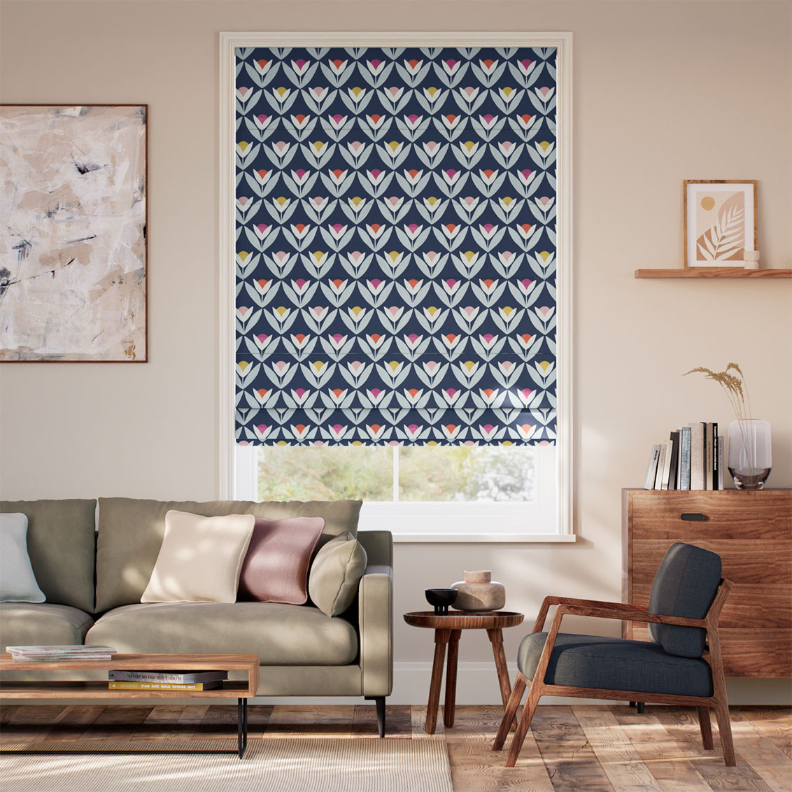 Tulip Trellis Twilight Roman Blind