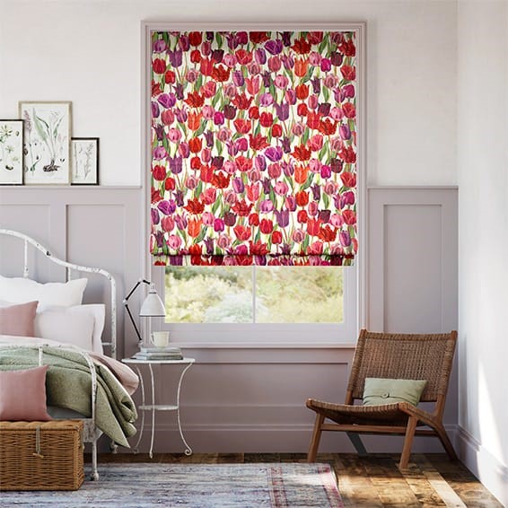 Tulips Pink Roman Blind