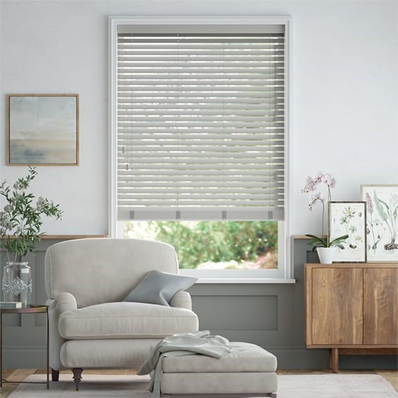 Turtle Dove Grey Faux Wood Blind - 50mm Slat