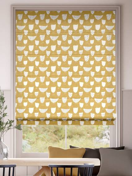 Tweet Tweet Mustard Roman Blind thumbnail image